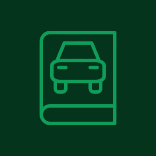 Automobile guidebook illustration in green