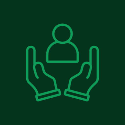 Hands holding person icon